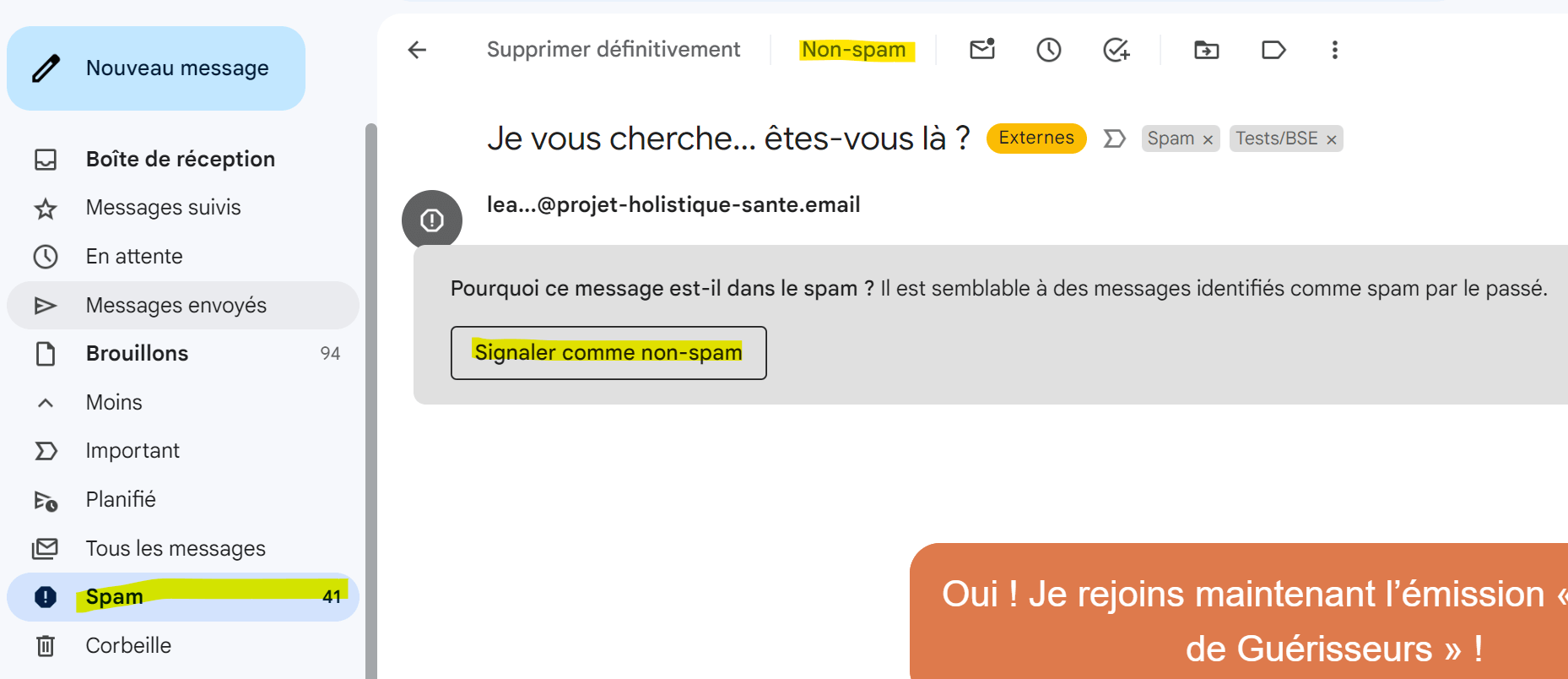 Ne pas marquer comme spam